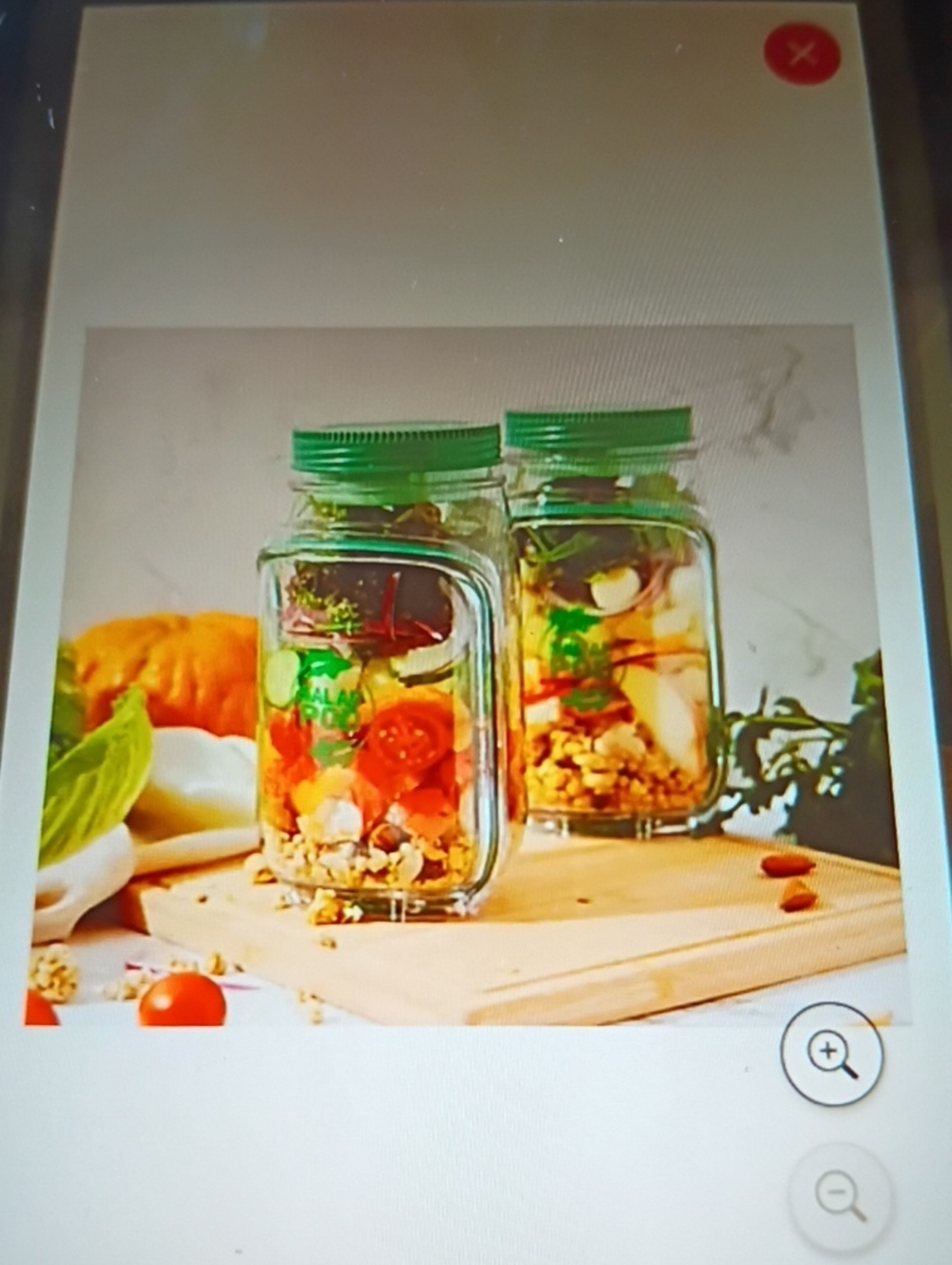 Clear Salad Jars with Green Lids - Set of 2